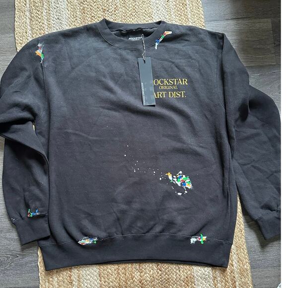 ROCKSTAR ORIGINAL Men's Rockstar Art Dist Black Crewneck Size L In Black - Picture 4 of 11